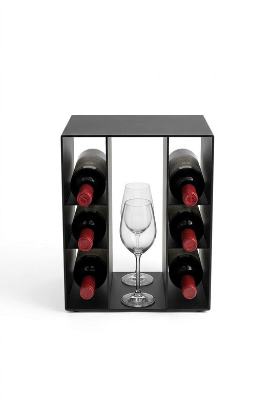 Angolo vino moderno con cantinetta Wine Table per bottiglie e calici
