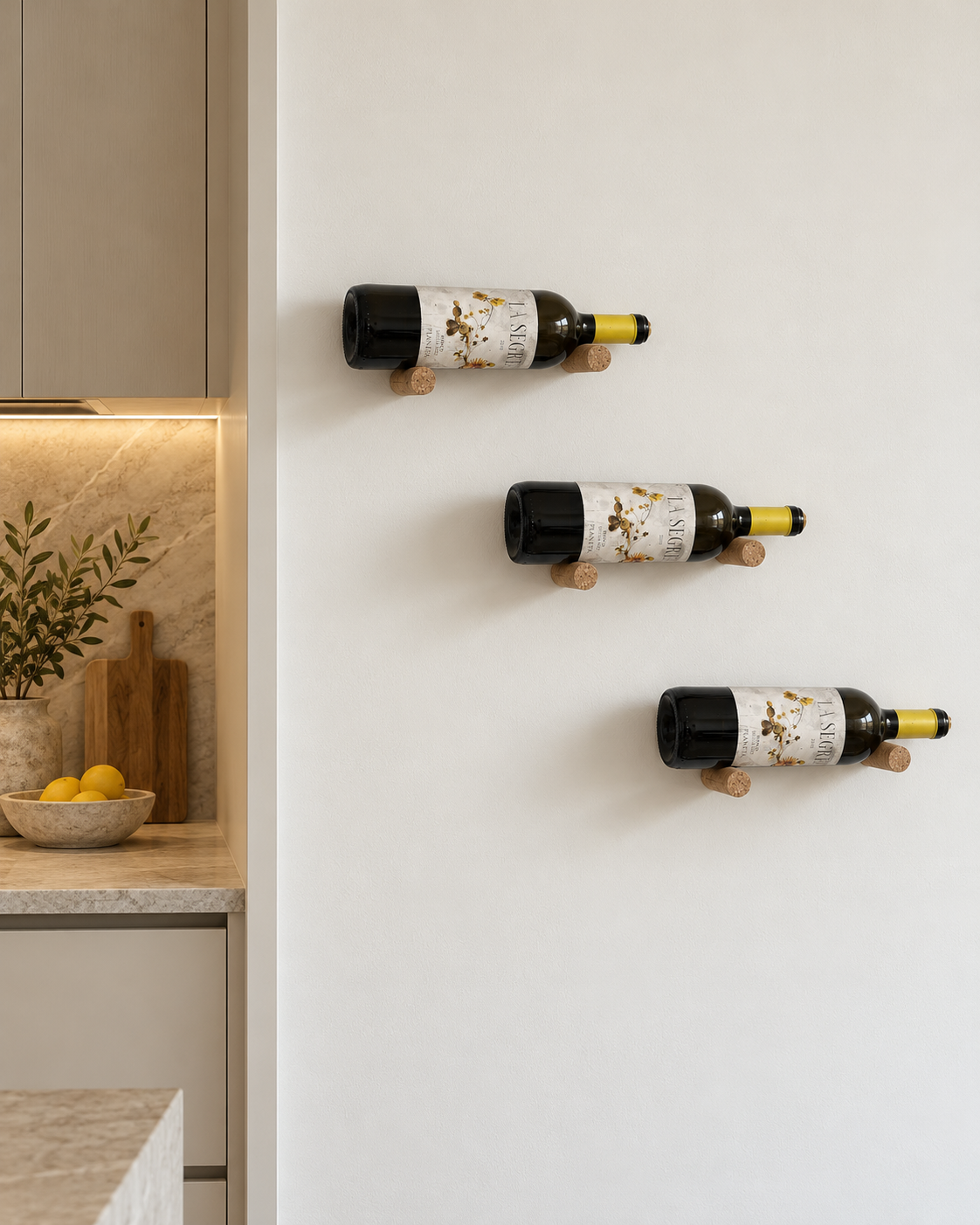 Portabottiglie da Parete in Sughero Naturale – Supporto Vino Modulare