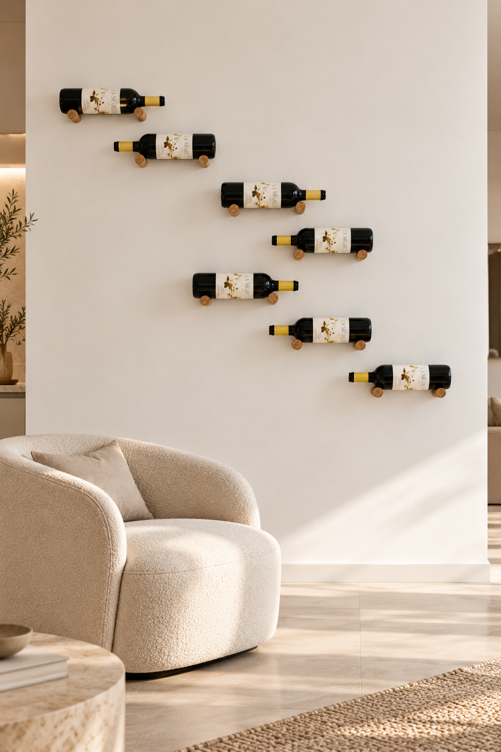 Portabottiglie da Parete in Sughero Naturale – Supporto Vino Modulare