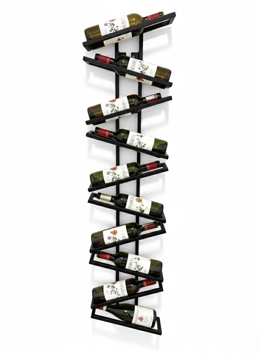 Cantinetta vino obliqua in metallo 10 ripiani - design moderno elegante

