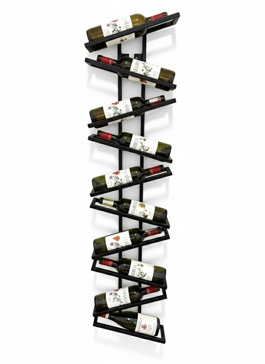 Cantinetta vino obliqua in metallo 10 ripiani - design moderno elegante
