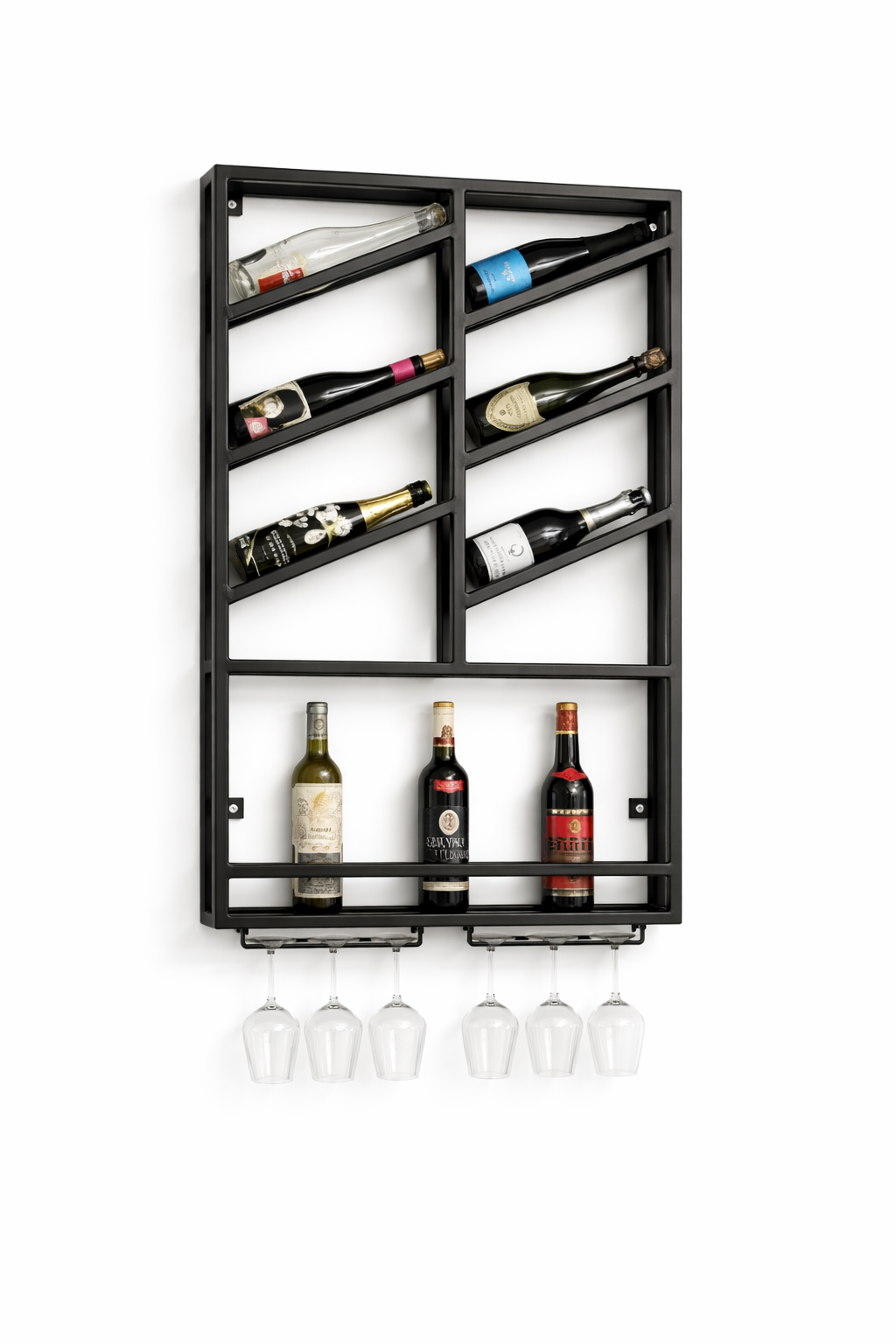 Cantinetta vino a muro Origine metallo nero - design industrial verticale salvaspazio