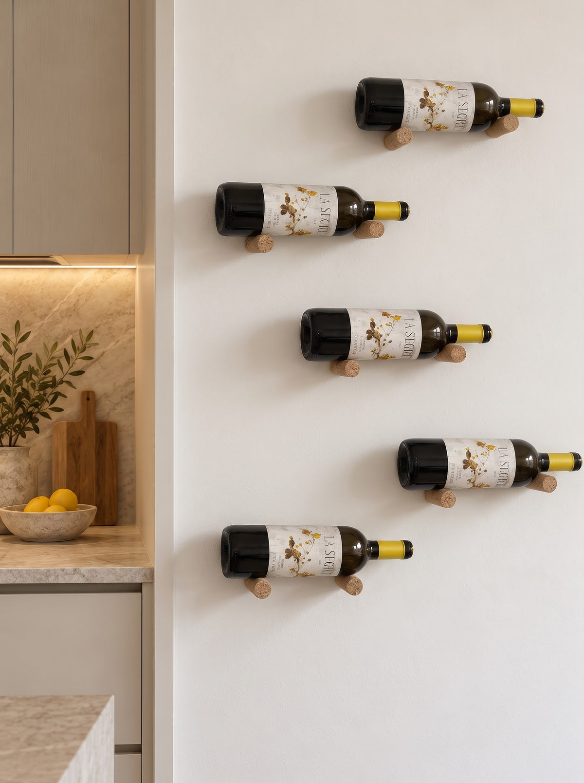 Portabottiglie da Parete in Sughero Naturale – Supporto Vino Modulare