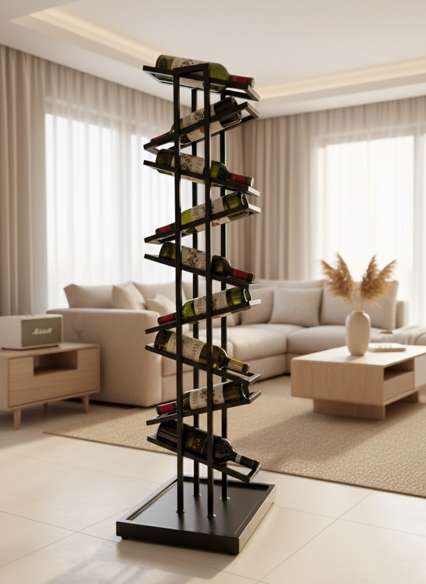 Dettaglio ripiani inclinati Cantinetta Incline Tower per conservazione vino